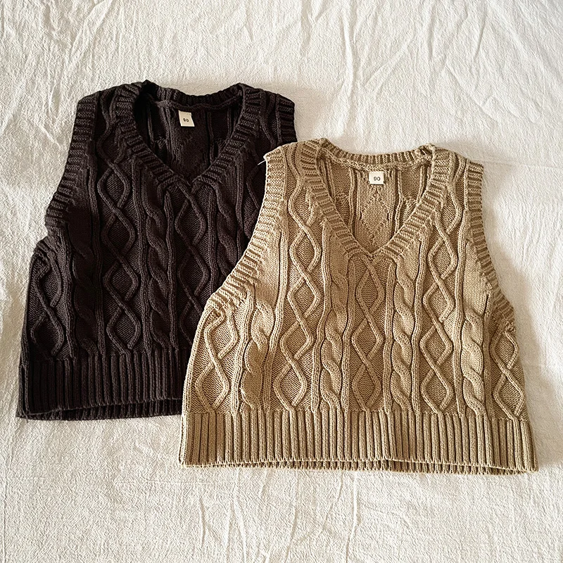 

Новинка осени 2022, детская одежда MILANCEL, стильный жилет для мальчиков, трикотажная одежда с V-образным вырезом для девочек