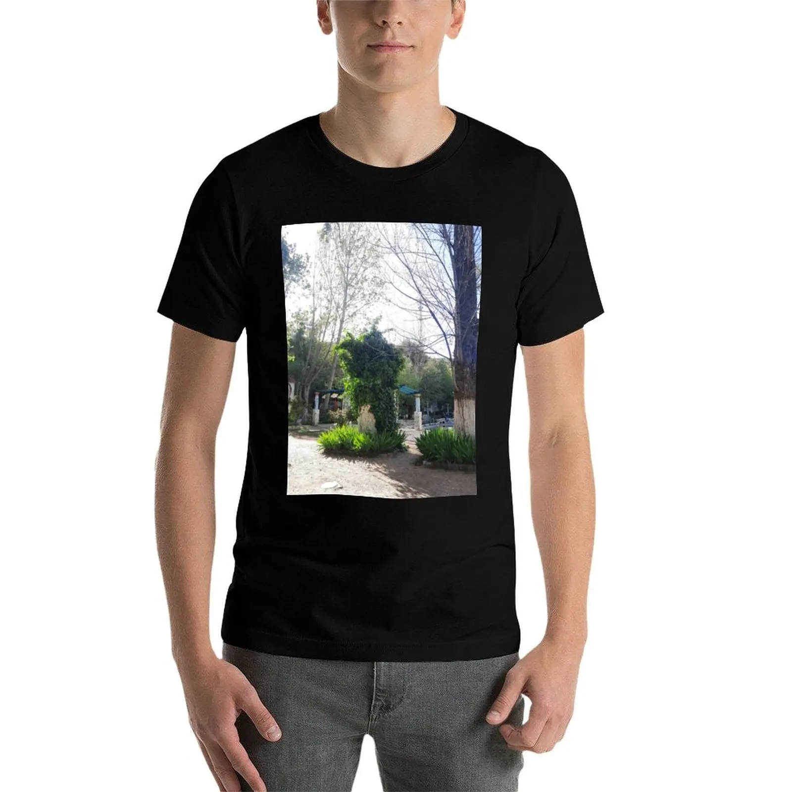 Футболка Растущее дерево в парке с цииндрическим пейзажем футболка на заказ