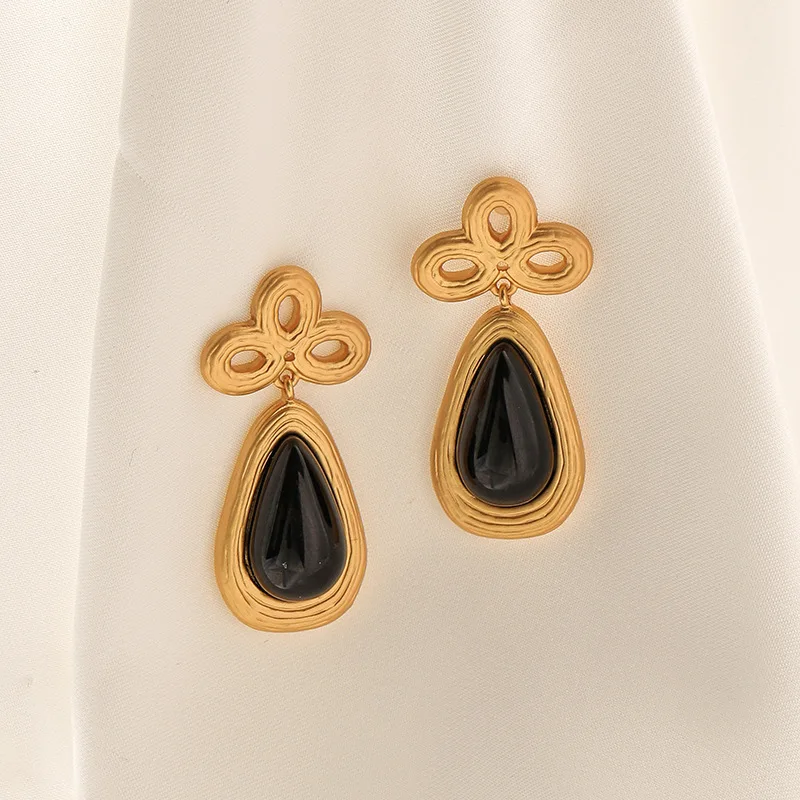 

Fashion Top Quality Premium Black Stone Drop Earrings For Woman Trend
