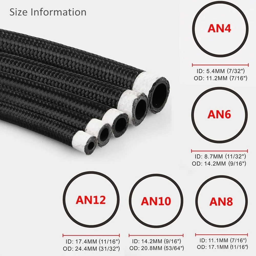 Универсальный автомобильный топливный шланг AN4/AN6/AN8/AN10/AN12 для нефти и газа