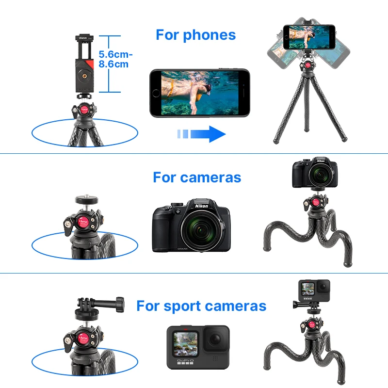 Гибкий штатив-Осьминог Ulanzi FT-01 для телефона SLR DSLR камеры с винтовой шариковой