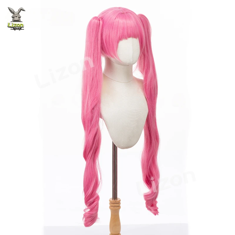 Парик для косплея Perona аниме длинные розовые завитки с хвостиками термостойкие