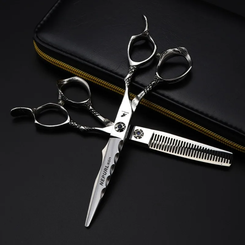 

professional Damascus 6 '' hair scissors hair cutting scissor barber tools haircut thinning shears set hairdressing scissors