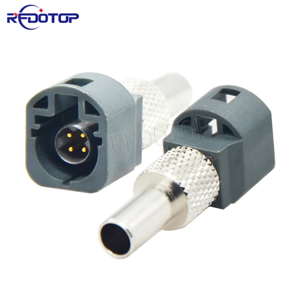 

New HSD LVDS 4 Pin Connector Gray Fakra G Straight Male Plug Crimp for Dacar 535 4 Core RF Coaxial Cable