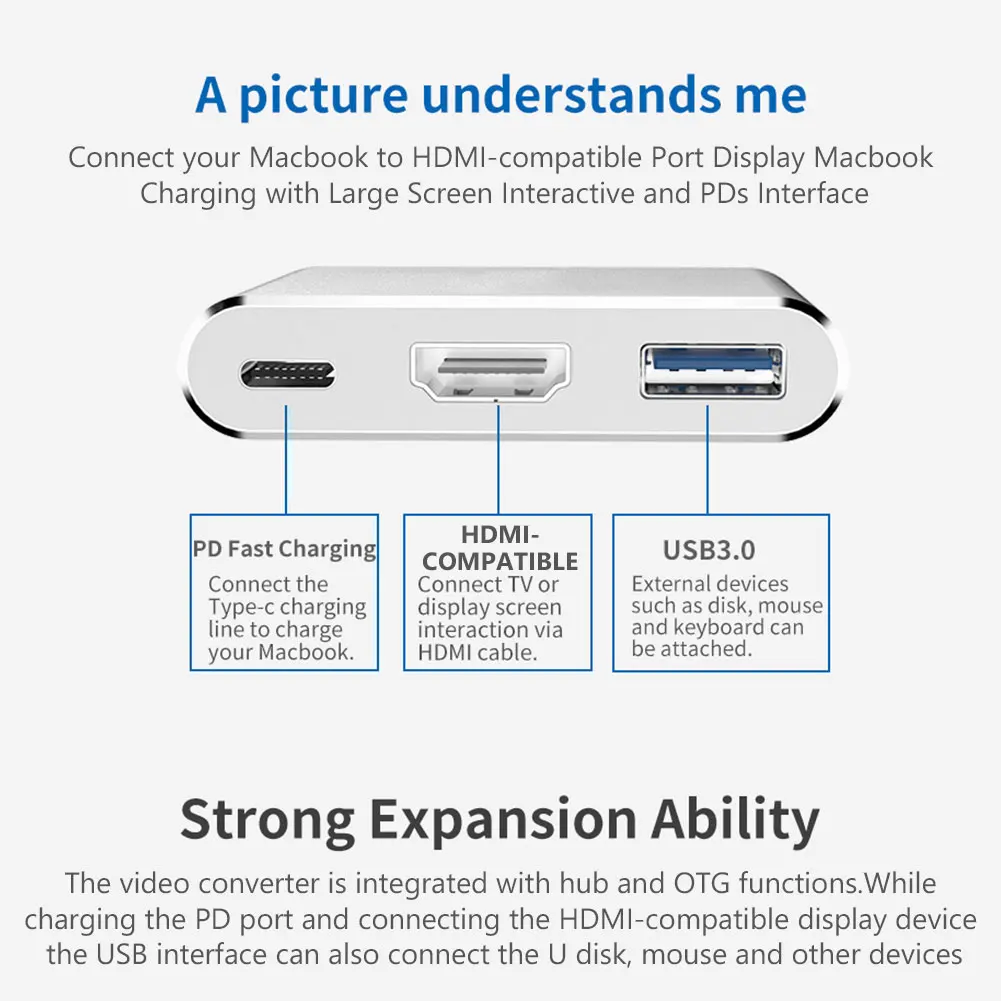 3 в 1 адаптер для зарядки USB 0 Type C-HDMI | Электроника