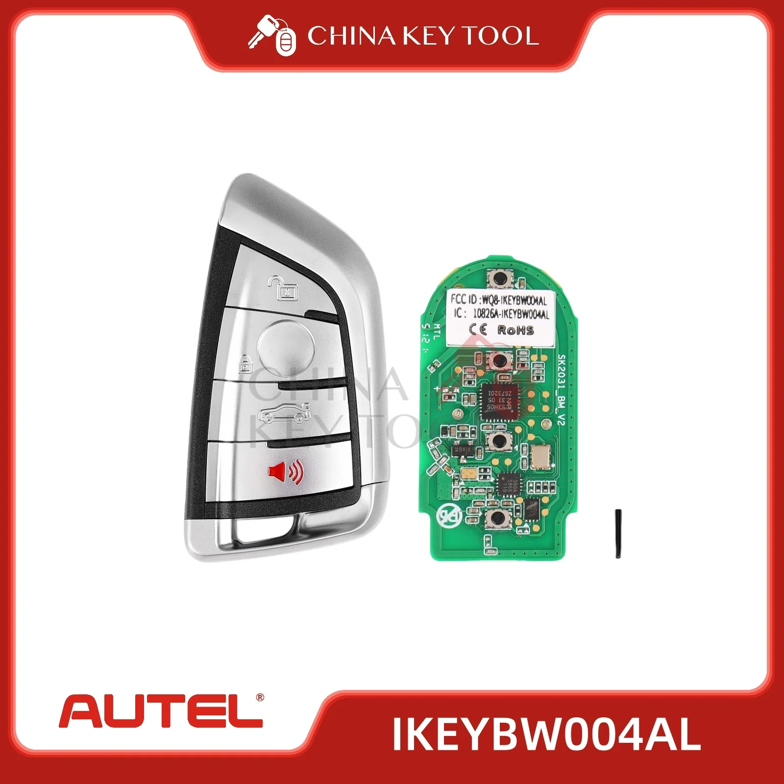 

5 шт. Autel IKEYBW004AL BW004AL универсальный смарт-ключ 4 кнопки для BMW для смарт-ключа Autel для KM100 IM508 IM608 KM100E