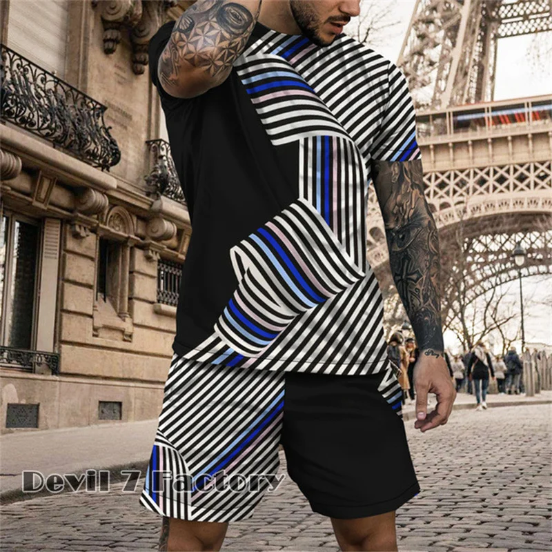 3D Print T Shirt Men's Sets Summer Shorts Sports Suits Male Clothing Casual Tracksuit Plus Size Streetwear Fashion Short Outfits