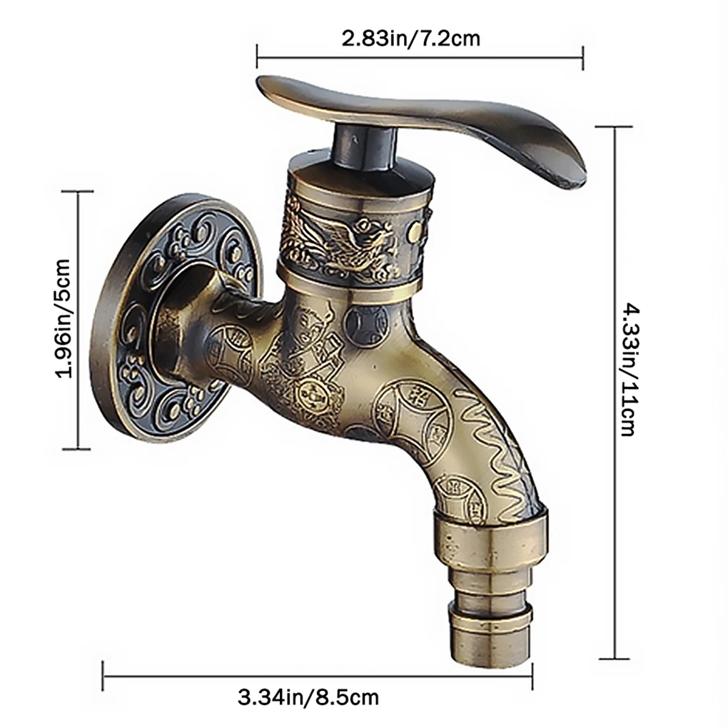 

Vintage Wash Machine Faucet Zinc Alloy Copper Valve Core Kitchen Bathroom Retro Water Tap Red Bronze