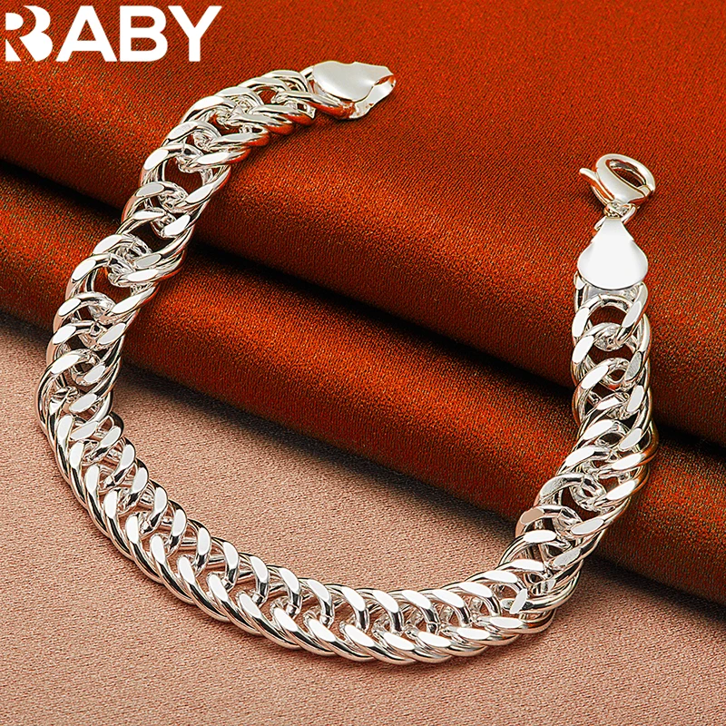 

925 Silver Color Bracelet Noble Solid 10mm Side Chain For Men Woman Wedding Jewelry Fashion Charm Party Holiday Gift