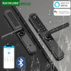 RAYKUBE водонепроницаемый TTlock телефон приложение отпечатков пальцев Дверной замок 304 нержавеющая сталь 5 Метод разблокировки как для наружного, так и для внутреннего Черного