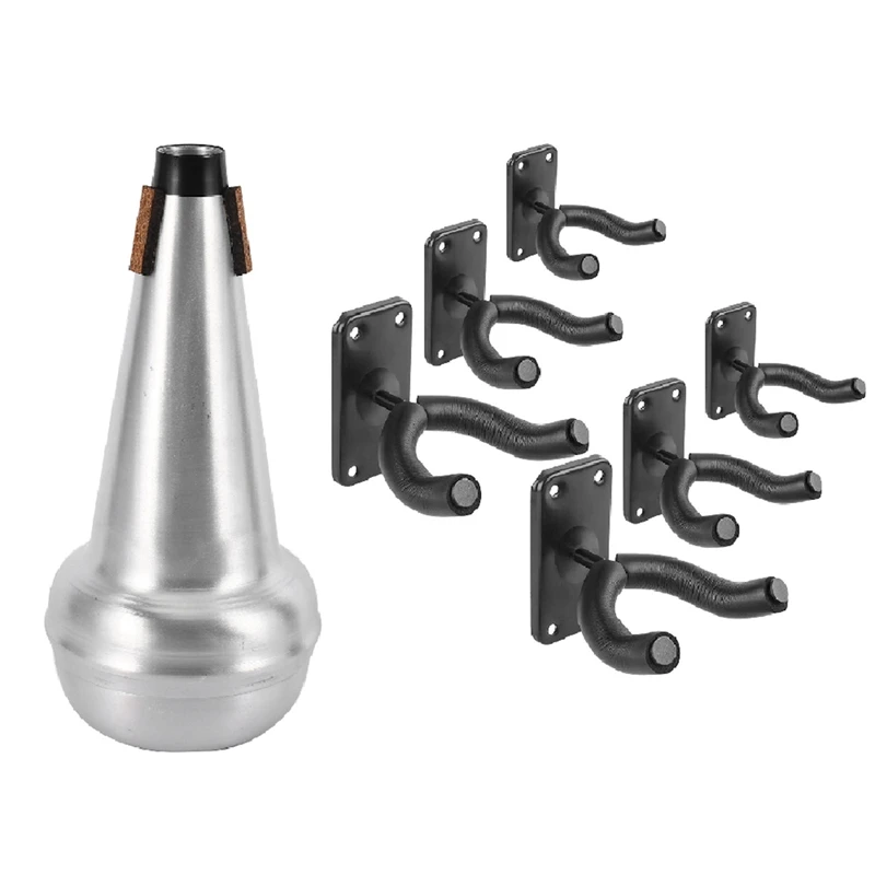 

1Pcs Light-Weight Practice Trombone Straight Mute With 6Pcs Guitar Holder Guitar Hanger Wall Hook Stand