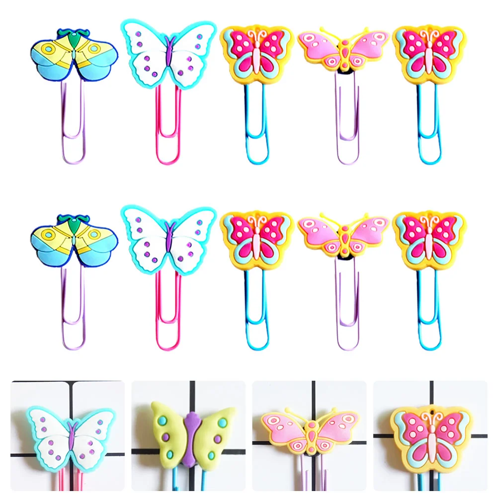 

20 PCS Butterfly Bookmark Office Supplies Page Makers Metal Markers Binder Paper Clips Paperclip Earth Tones