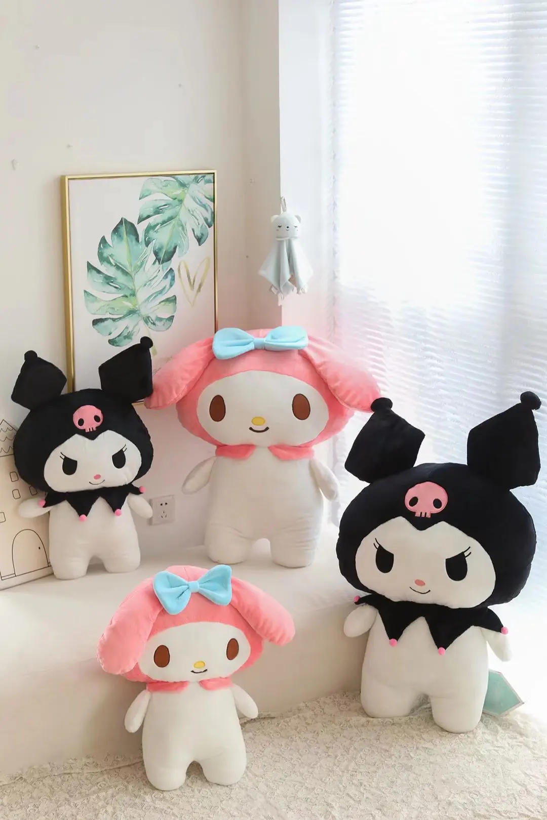 Плюшевая игрушка Melody Kuromi размер Queen 80 см милая аниме Sanrio мягкая Изысканная