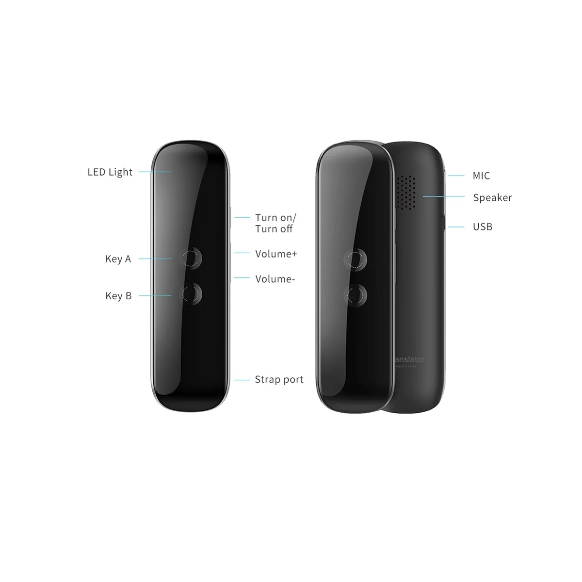 

G5 Voice Translator 137 Languages Instant Translate Mini Wireless 2 Way Real Time Translator Bluetooth Device Black