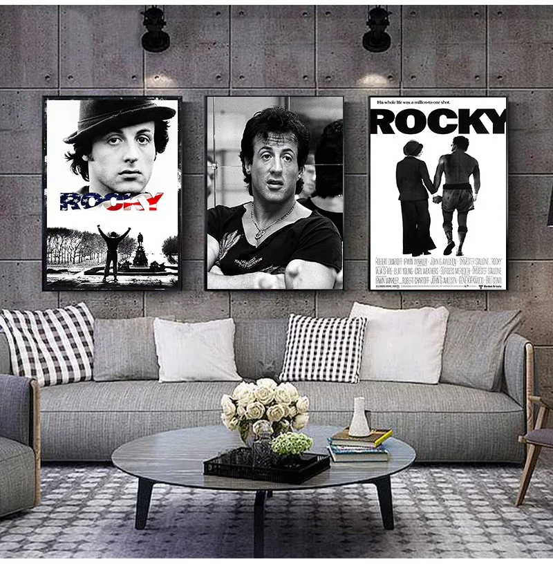 

Из фильма «Рокки» плакаты, черно-белые боксерские мотивирующие художественные принты, картина Stallones для гостиной, Настенный декор, Картина ...