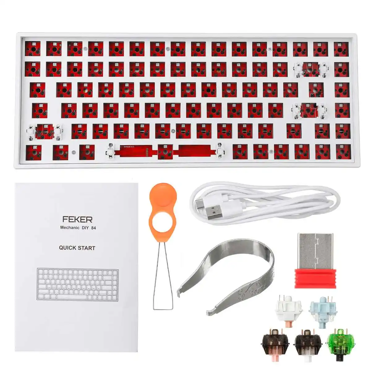 

FEKER DIY Keyboard Customized Kit Triple Mode 84 Keys Hotswap bluetooth 2.4Ghz NKRO Backlit Mute Cotton Mechanical Keyboard Kit
