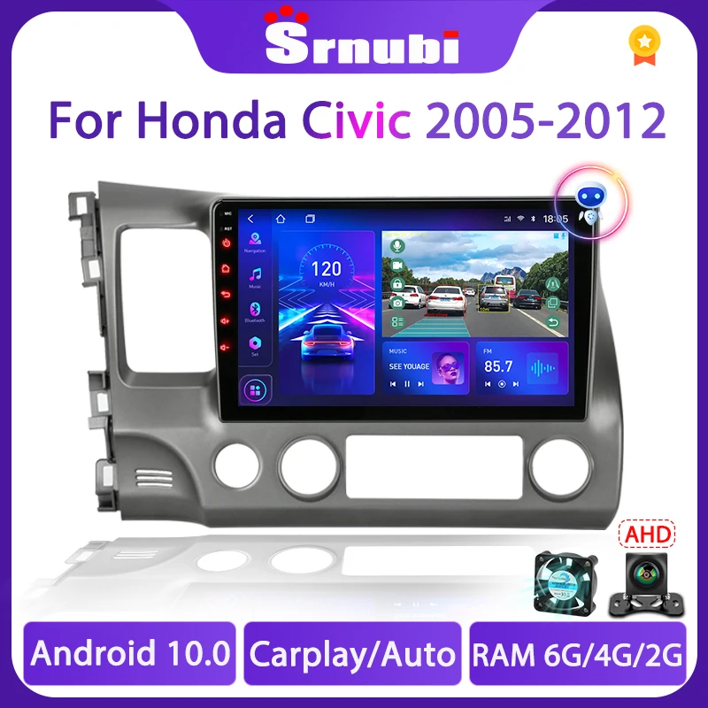 $92.64 Srnubi Android 11 Car Radio for Honda Civic 2005 - 2009 2010 2011 Multimedia Video Player Navigation GPS 2 Din WIFI Speakers DVD