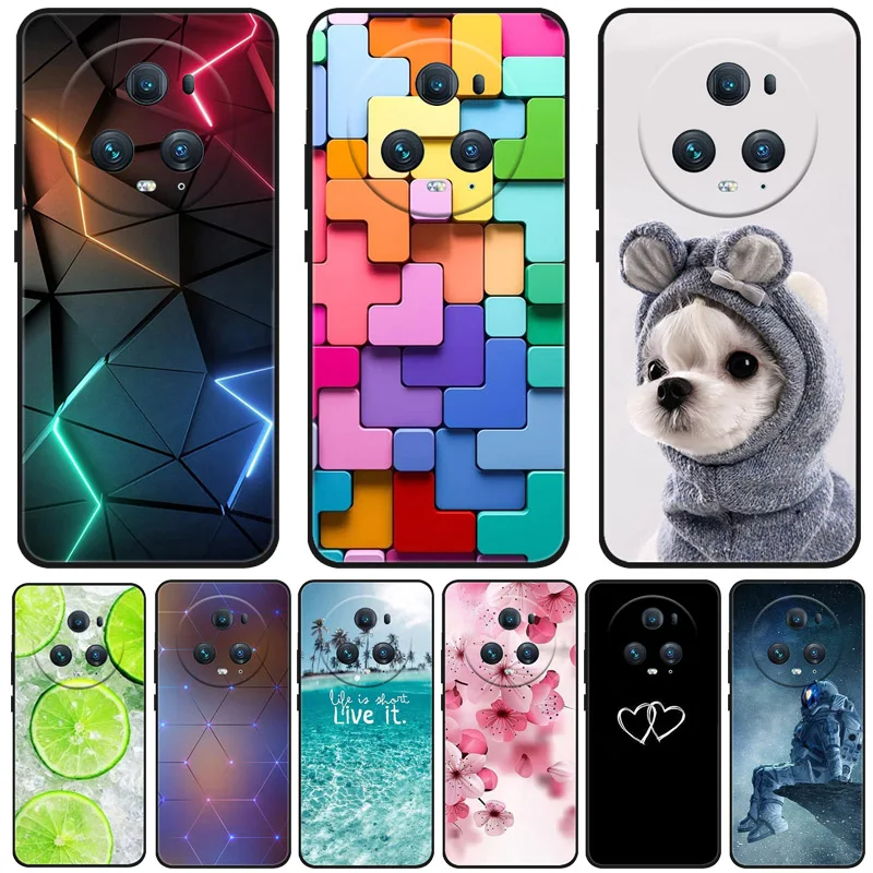 Фото Чехол для телефона Honor Magic 5 Pro, задняя крышка из черного силикона с милым мультяшным котом для Honor Magic5 Pro №1