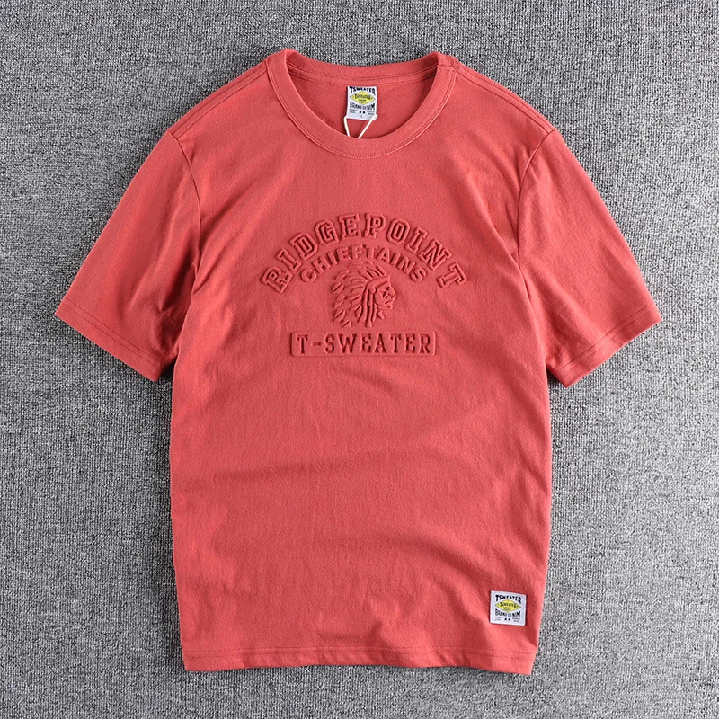 

Новинка 2022, Мужская футболка с коротким рукавом и тиснением в гонконгском ретро-стиле