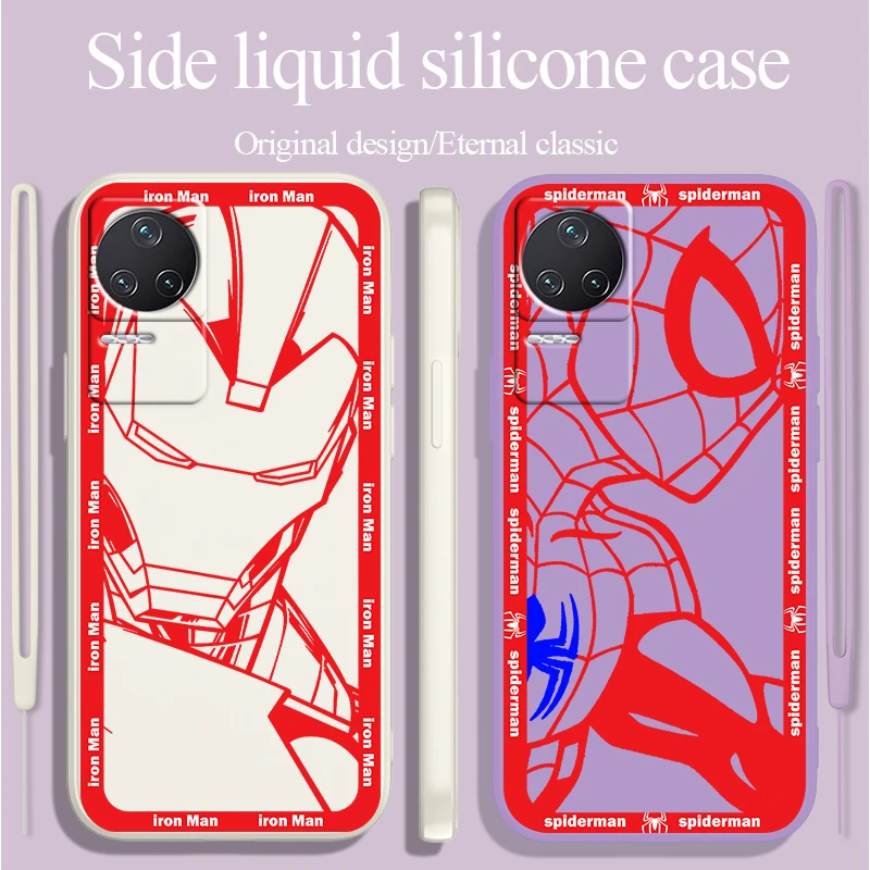 

Marvel Iron and Man Spiderman For Xiaomi Redmi K50 K40 Gaming K30 K30S 10 10C 10X 9A 9 9T 9C 9AT 8 8A 5G Liquid Rope Cover