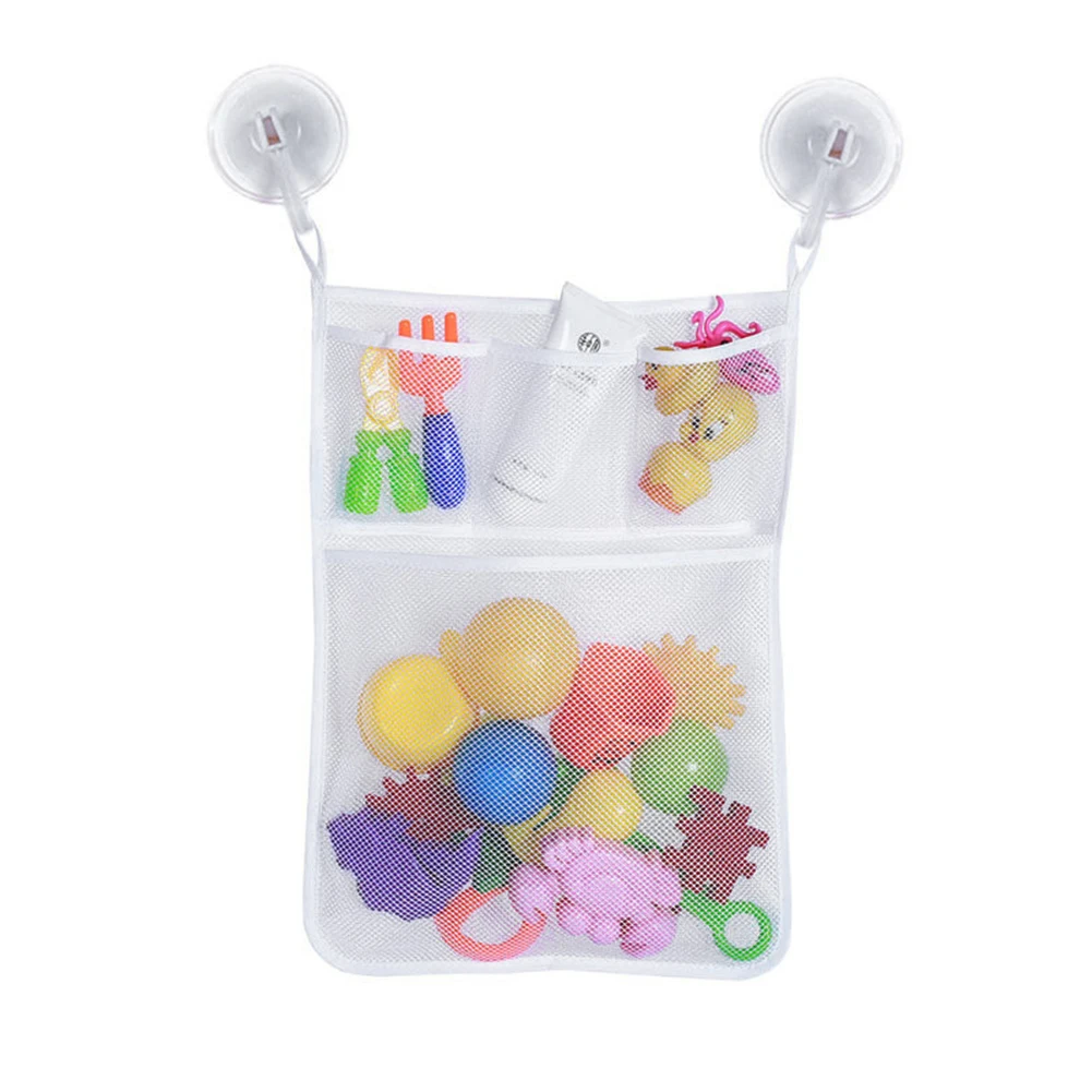 

Folding Bathroom Hanging Mesh Baby Bath Toy Net Suction Cup Storage Bag Shower Toy Organizer Bags