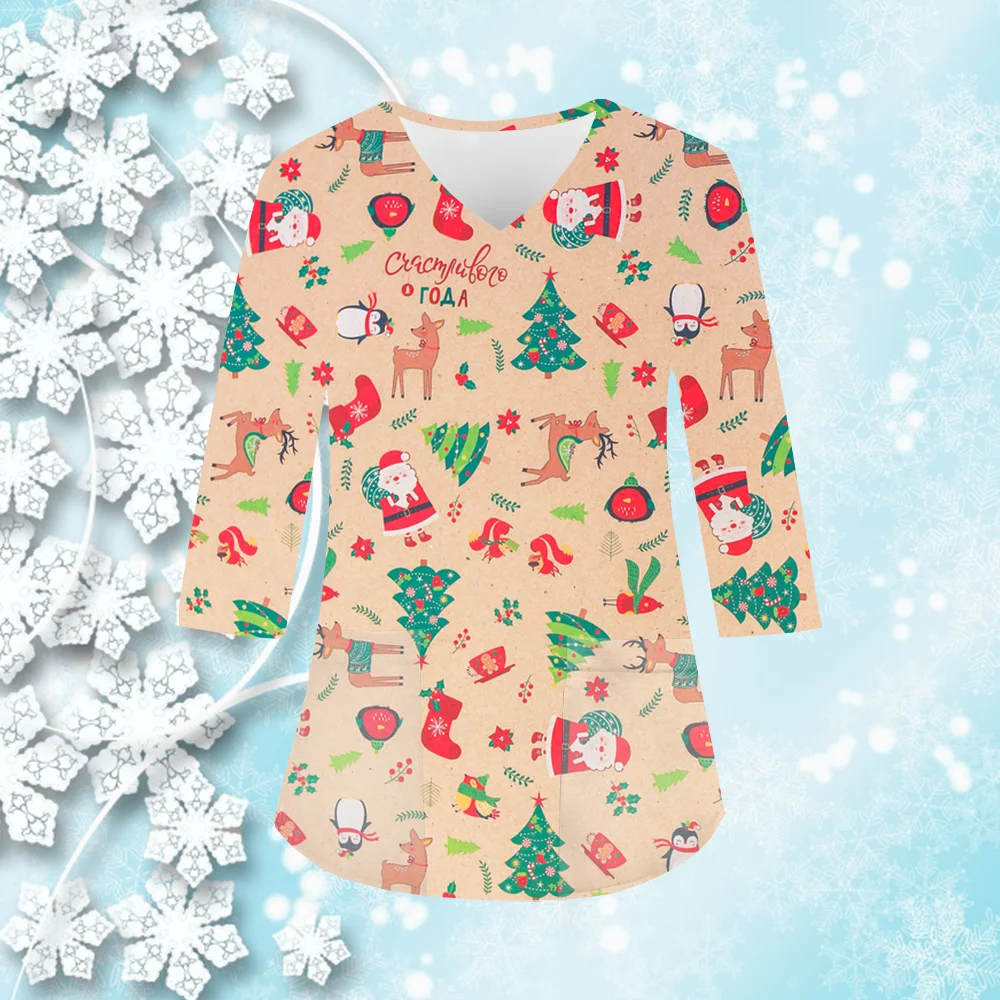 Рождественская коллекция с принтами униформа медсестры стоматологическая