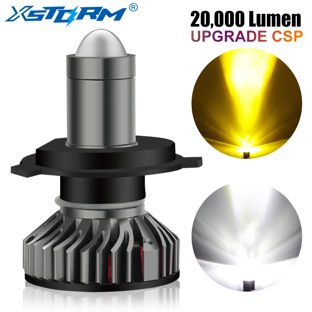 

20000Lm H4 LED Motorcycle Headlight Bulbs CSP Lens White Yellow Hi Lo Beam Moto Lamp H4 Scooter Accessories Fog Lights 9V 16V