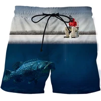 new fishing camouflage ocean beach pants3d printed mens beach pantsfashion animal print casual pocket beach shorts