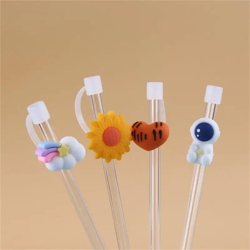 

High Temperature Resistance Glass Straw Stainless Steel Straw Silicone Dust Plug Water Repellent Office Dust Cap Dust Cover