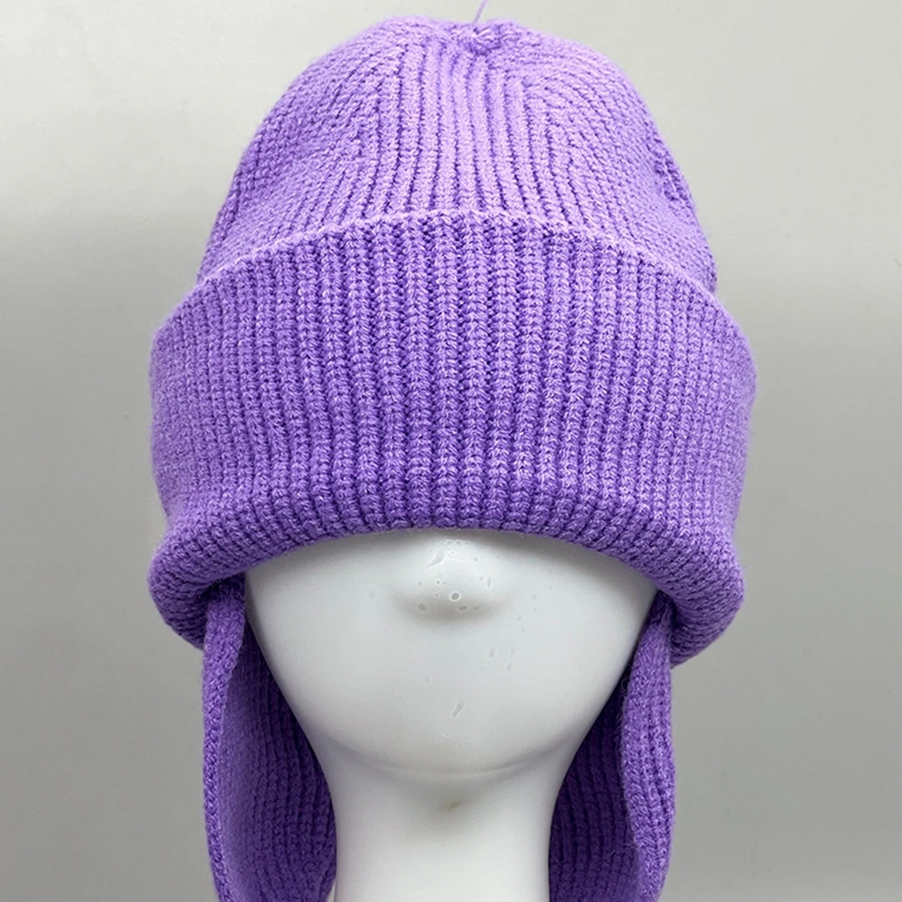 

Women's Knitted Solid Color Warm Beanies With Ear Flaps Girly Outdoor Cute Riding Casual Hat For Fall/Winter