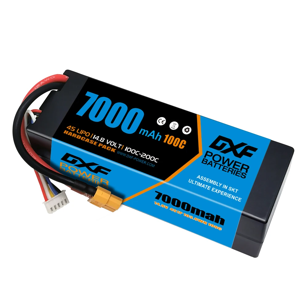 DXF Lipo 4S 7000mAh 14.8V Battery 100C Blue Version Graphene Racing Series HardCase for RC Car Truck Evader BX Truggy 1/8 Buggy