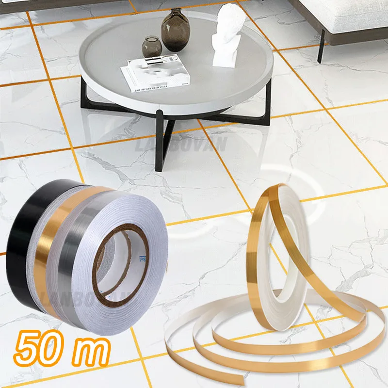 

50M Self Adhesive Floor Tile Stickers Waterproof Wall Gap Sealing Tape Strip Ceiling Beauty Seam Sticker Decal Home Decoration