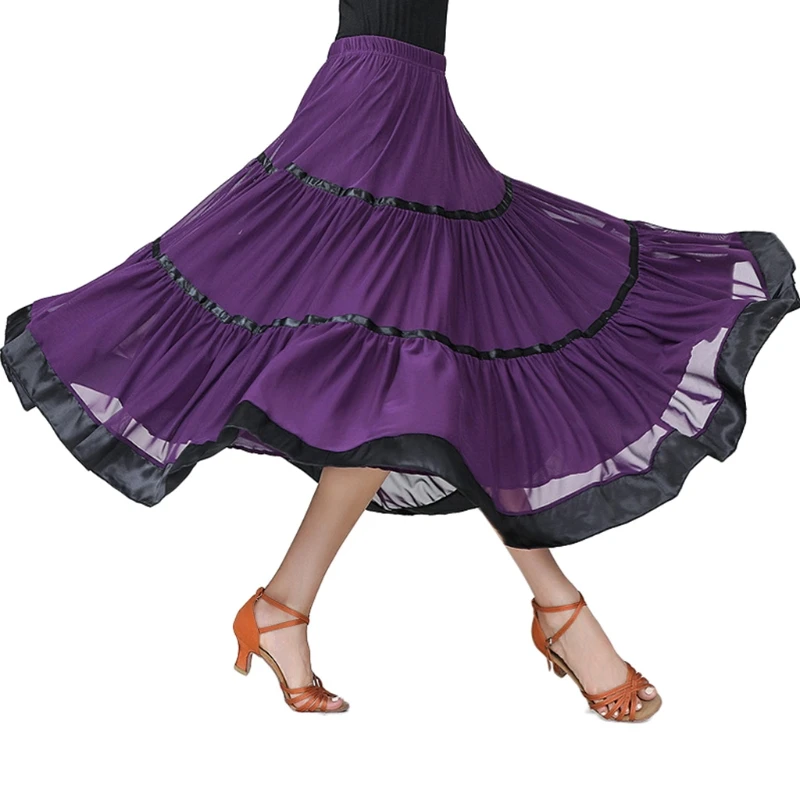 

Ballroom Dancing Costume Long Skirts Competition Ladies Waltz Dance Skirt Modern Standard Tango Dancewear Performance Mesh