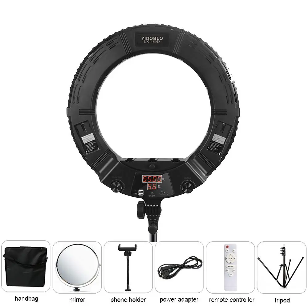 

Selfie Ring Light Lamps with Tripod 18Inch Yidoblo LX-480D Bi-color USB Supply Video Studio Light for Tiktok Youtube Vlog Light