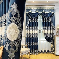 luxury 3d flower embroidery curtains for living room bedroom blackout curtains european style luxury window drapes ag3694