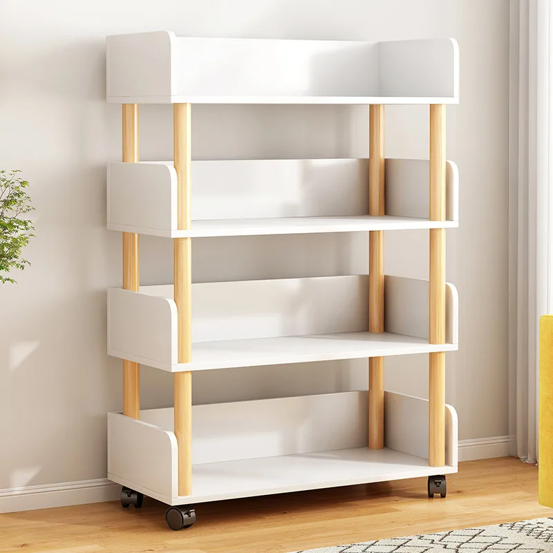 

Bookshelves Are Movable, Simple Floor-to-ceiling Shelves, Wheeled Under Table Storage Shelves, Household Bookcases Furniture