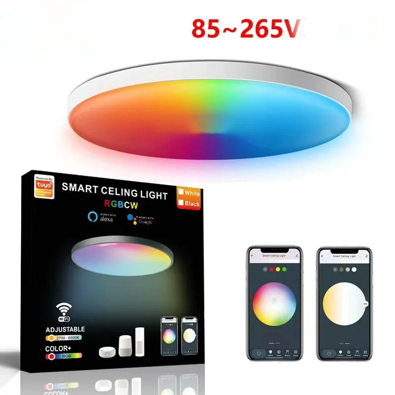 

Smart Ceiling Lights RGB Dimmable Wifi APP Bluetooth Music Voice Control LED Ceiling Lamp for Livingroom Decoration Chandelier