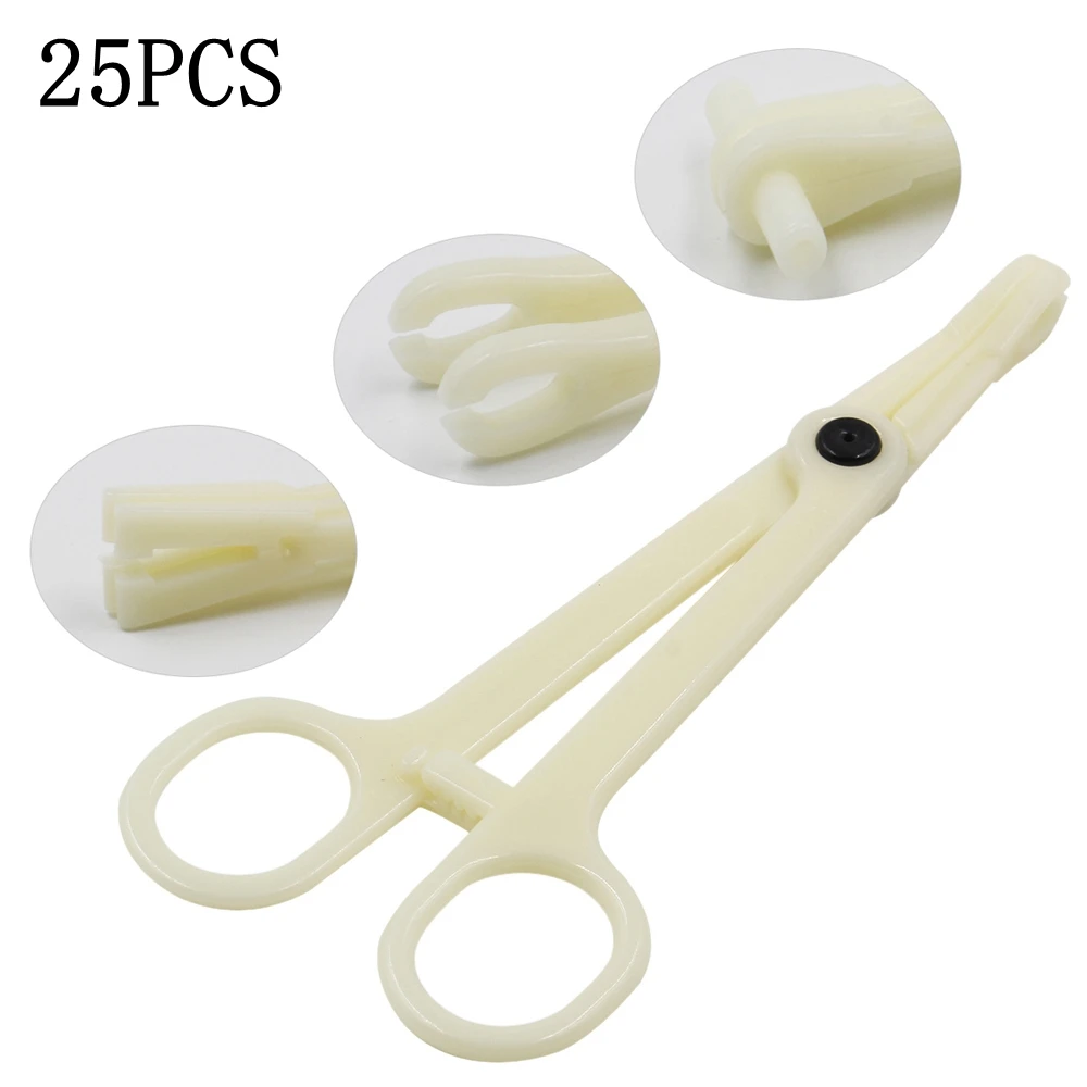25PCS Disposable Plastic Sterile Piercing Tools Slotted Navel Forceps Clamp Triangle Open Plier Ear Nose Piercing Tools