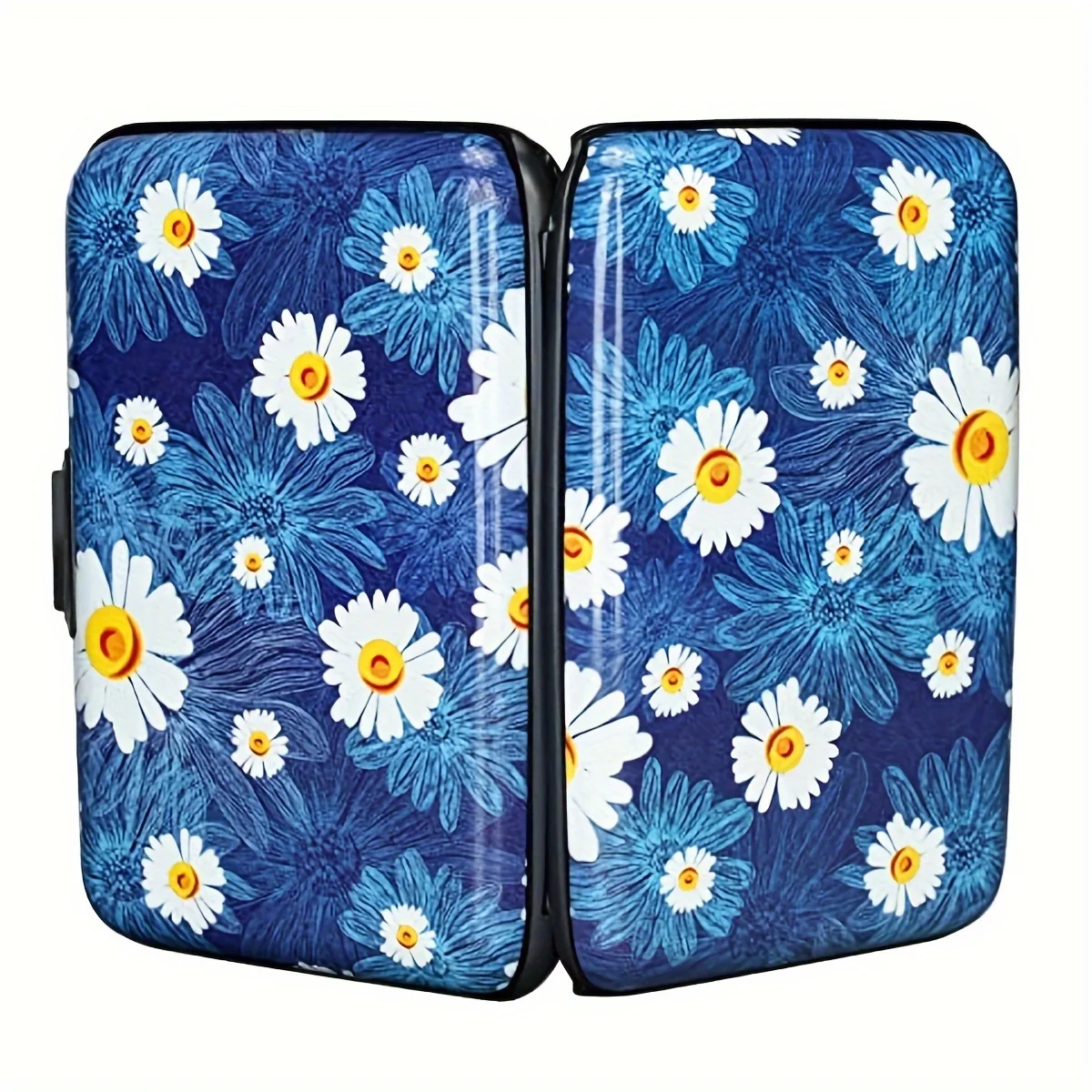 Алюминиевый Металлический Кошелек С Блокировкой RFID Маленькие Ромашки