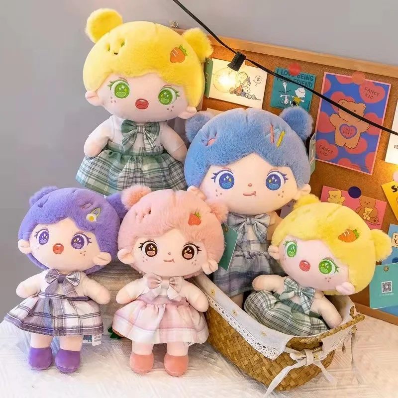 

Cute Cartoon Cotton Doll Hot Plush Stuffed Toy Embroidery Expression Can Be Dressed Up Girls Birthday Gift Rag Doll Toy 2022 Hot