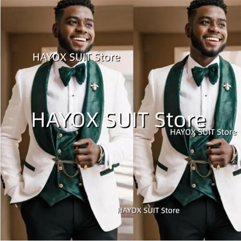 Men's Suit 2 Piece Shawl Collar Business Formal Jacket Waistcoat  Wedding Groom Blazer Set