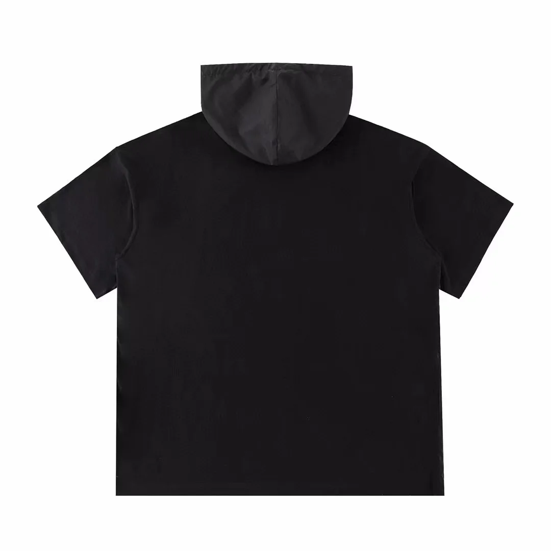 

Нейлоновая хлопковая футболка с капюшоном с коротким рукавом # nigo7689