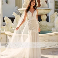 nicolle eden mermaid custom made backless romantic wedding dress for women 2022 lace appliques robe de soir%c3%a9e de mariage