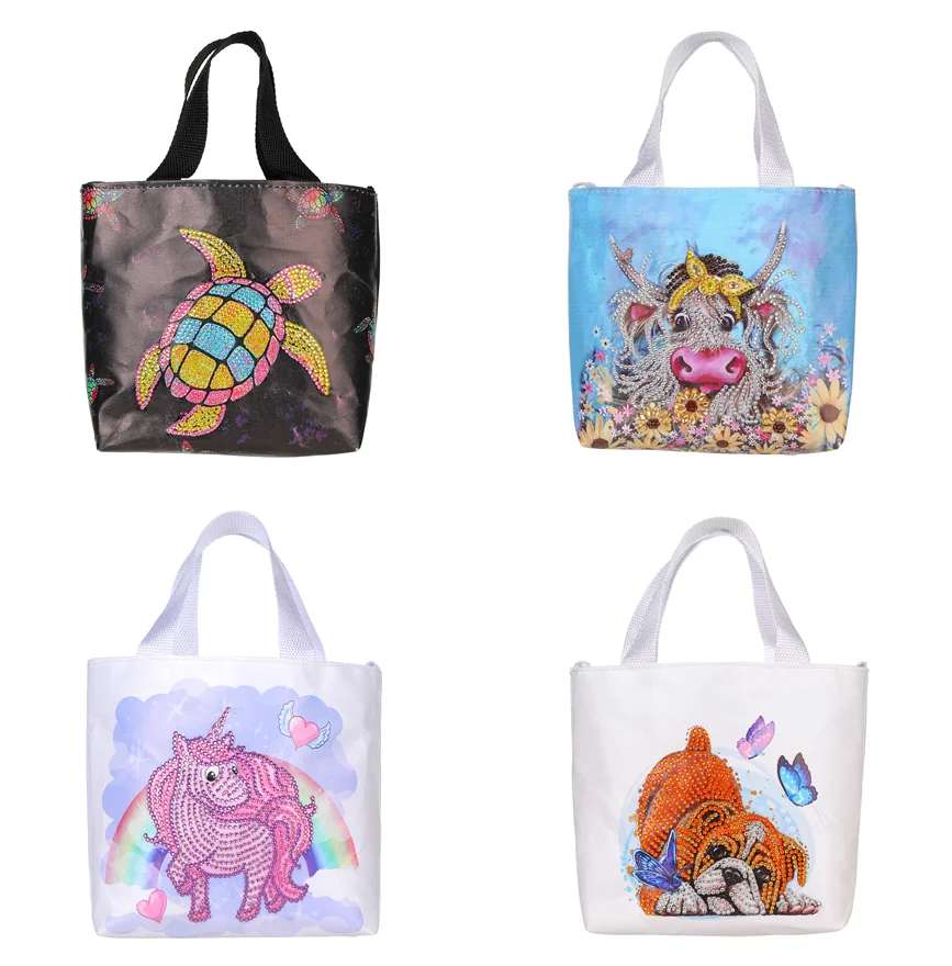 

DIY Diamond Painting Handbag Reusable Shoulder Shopping Storage Bag Children Kids Canvas Bag Eco-friendly Shopping Bags for Girl
