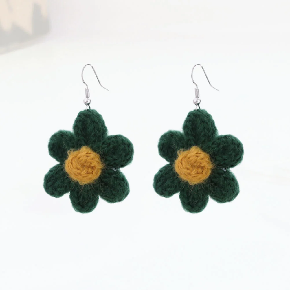 Креативные простые висячие серьги с шерстяным цветком из сплава крючком для