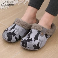 Shevalues Winter Plush Slippers For Women Men Soft Furry Slippers Waterproof Cotton Shoes Clogs Couples Indoor Home Slides 1