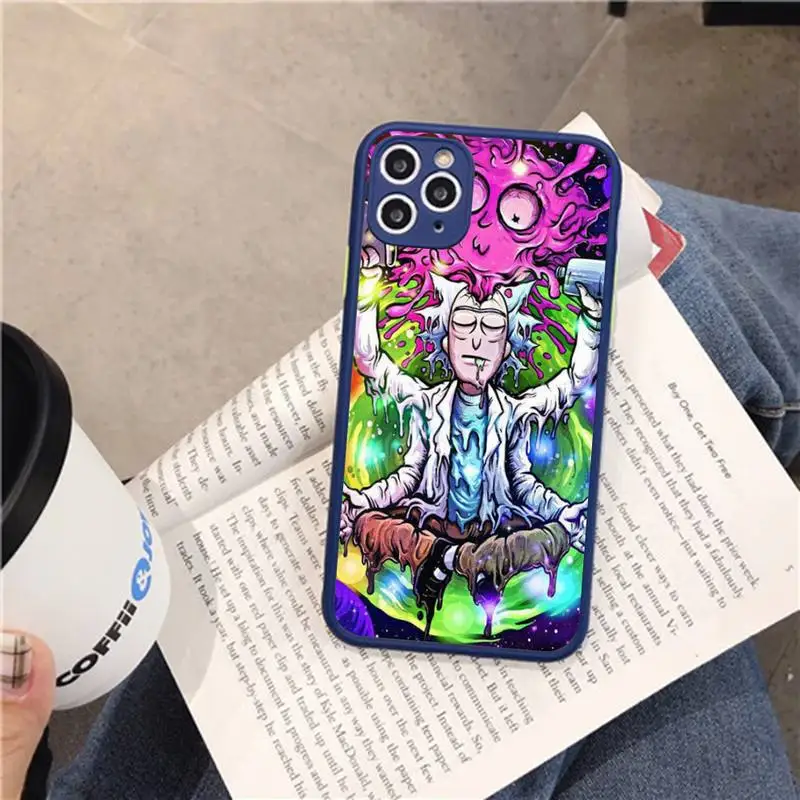 R-RickS Anime Funny Phone Case for iPhone 14 11 12 13 Mini Pro Max 8 7 Plus X XR XS MAX Translucent Matte Cover
