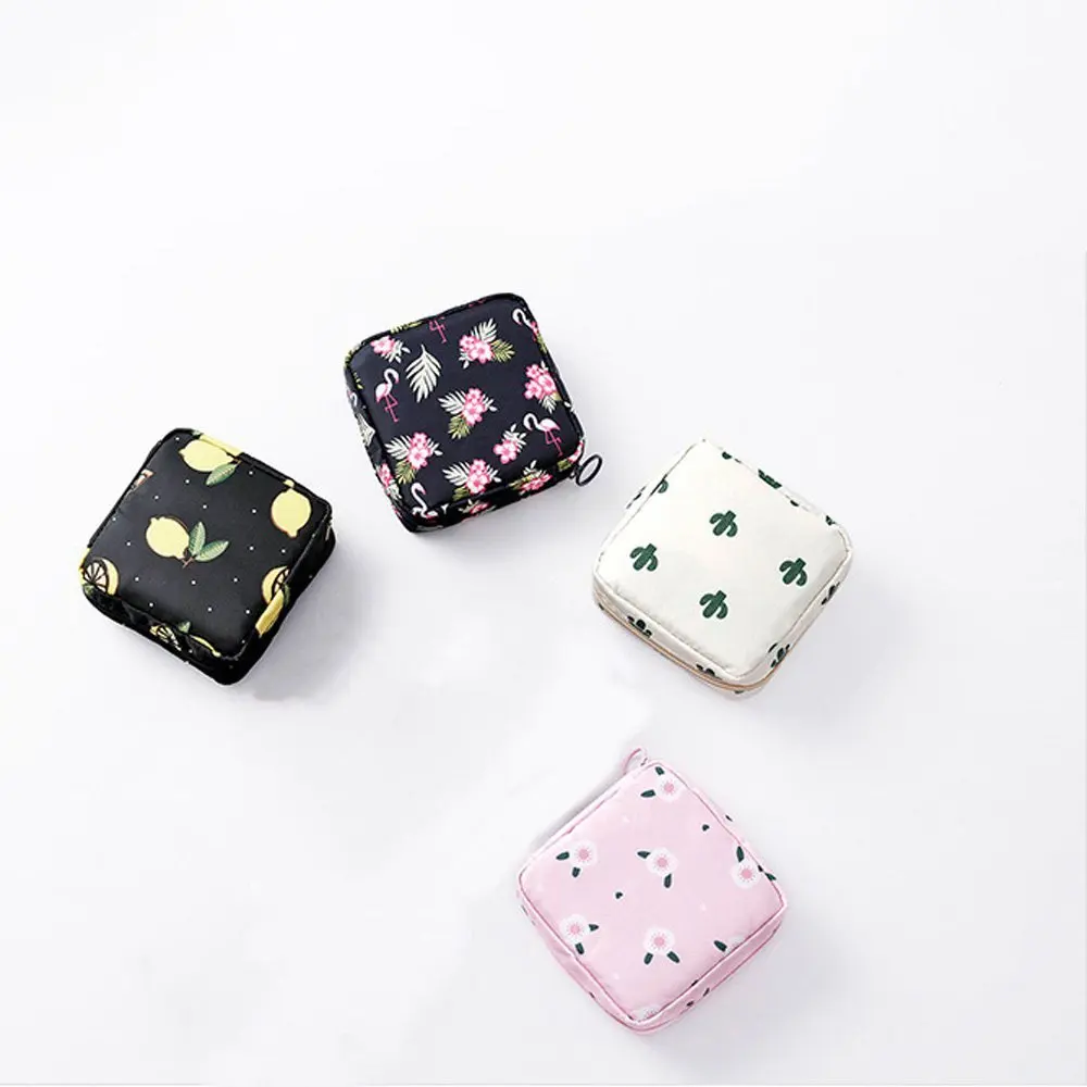 1 Pcs Cute Sanitary Napkin Storage Bag Small Floral Lemon Waterproof Cosmetic Lipstick Coin Purse Travel Accessories Tools | Багаж и сумки