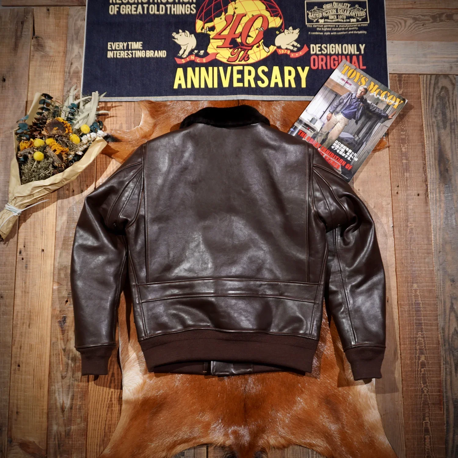 Blunt Razor American Vintage Classic Replica M-422A Vegetable Tanned Tea Core Horsehide G1 Flight Suit Biker Jacket