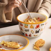 tableware rice bowl ceramic household cartoon thickened cute plate japanese style dish dining table set kitchen accessories